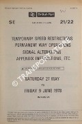 Temporary Speed Restrictions, Permanent Way Operations, Signal Alterations, Appendix Instructions, etc, Saturday 27 May to Friday 9 June 1978 by British Rail Eastern Region